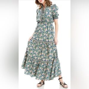 Max Studio Women's Short Sleeve Maxi V-Neck Detail Dress